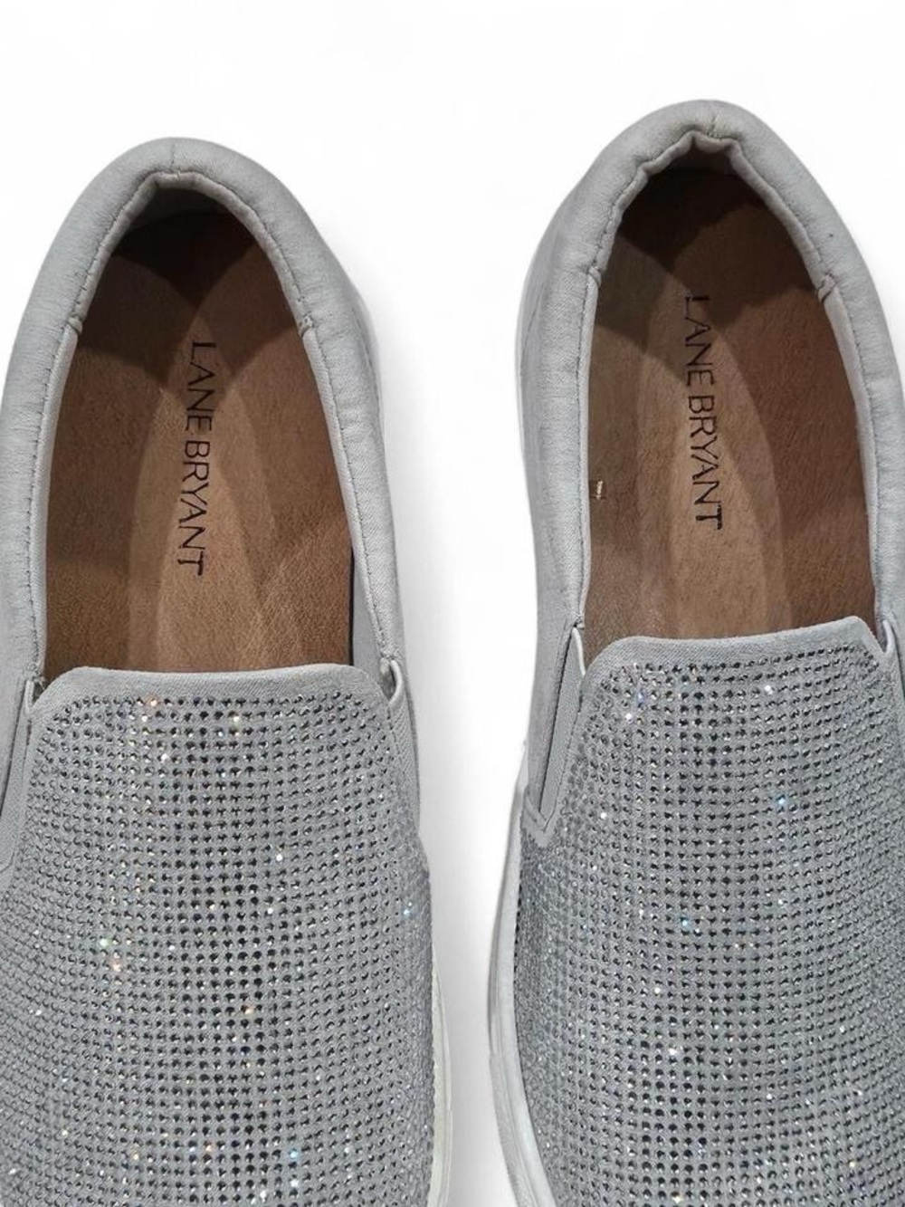 Lane Bryant silver gray rhinestone slip on sneakers, women’s size 7W Wide - Picture 2 of 4